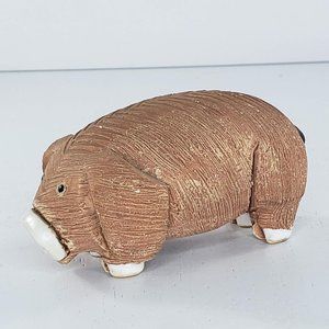 Retired Artesania Rinconada Pig Boar Male Ceramic Pottery Figurine Metal Tail